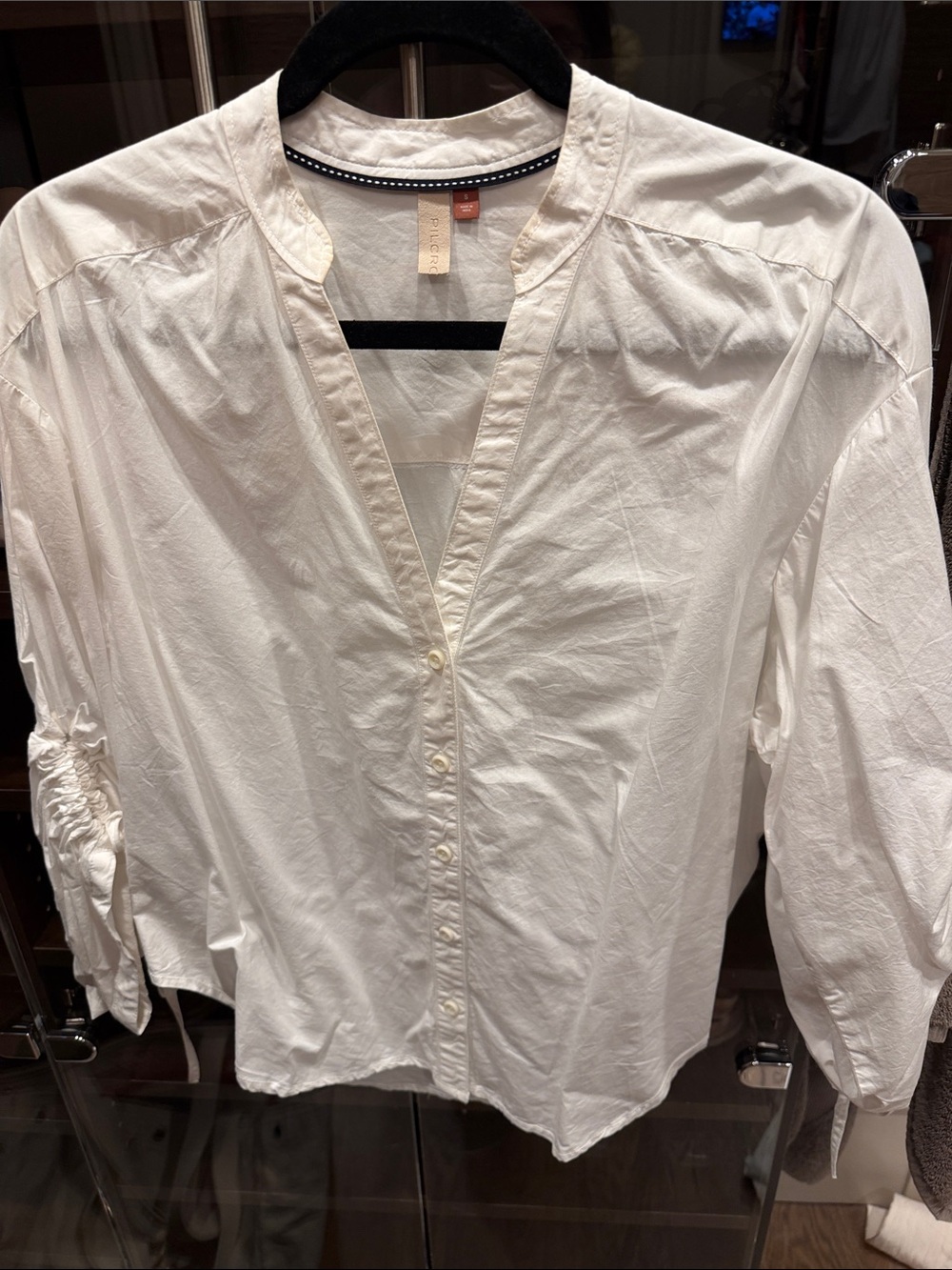 Pilcro Cream Button-Front V-Neck Blouse